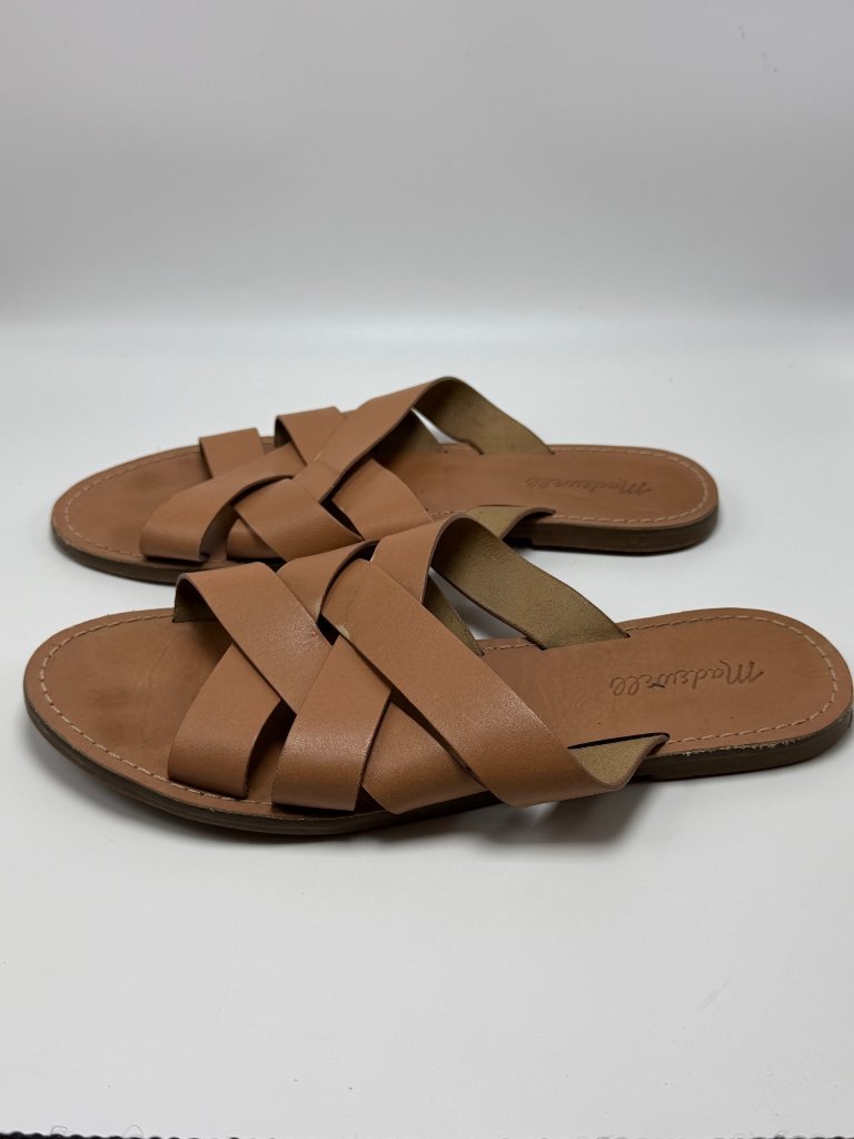 Madewell Women’s Brown Leather Crisscross Slide Sandals Size 10 Made In Brazil